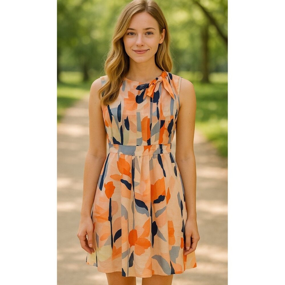 Uncle Frank Abstract Floral A-Line Dress Size Small Sleeveless Fit & Flare